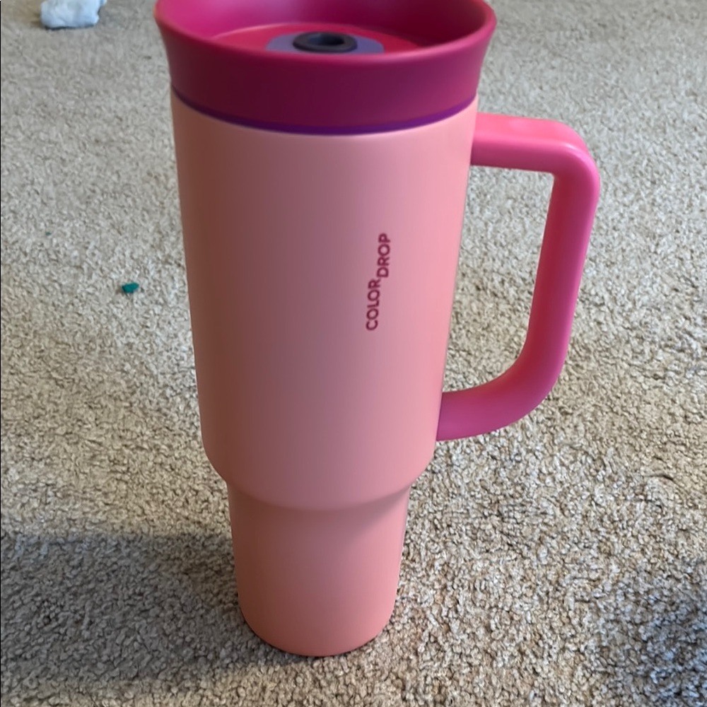 Owala Pink and Purple tumbler with handle